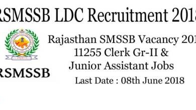RSMSSB LDC 11255 Recruitment 2018 Rajasthan Junior Assistant Clerk Gr 2nd Vacancy Form