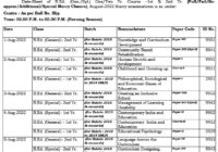 CDLU B.Ed Date Sheet 2024 BEd 1st & 2nd Year Reappear Exam Date Pdf Download